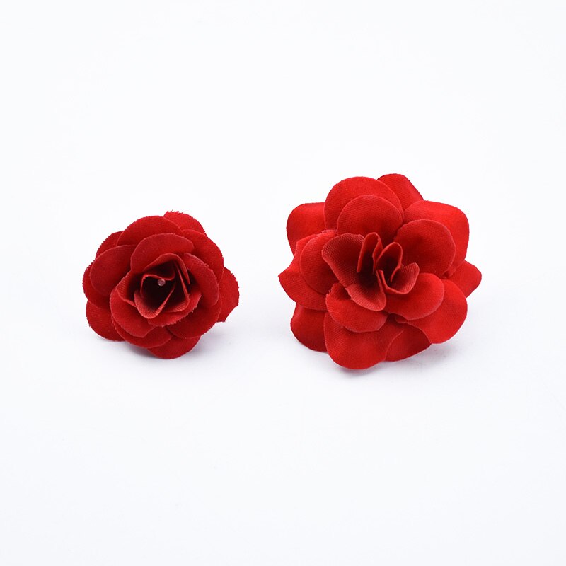 10 stk silke røde roser hoved julepynt til hjemmet scrapbog bryllup brude tilbehør tilbehør clearance diy kunstige blomster: 3.5cm
