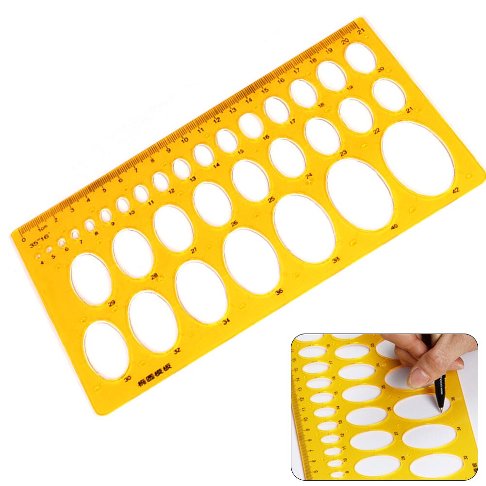 2 Pcs Student Oval Model Drafting Drawing Tool Multipurpose Circle Curve Template Ruler Set Plastic Stationery