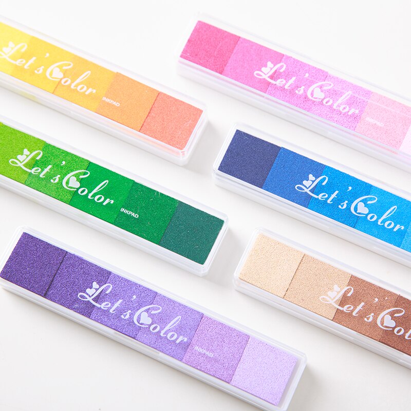 Tampon encreur pour peinture au doigt, 6 couleurs, dégradé de couleur bonbon, coréen
