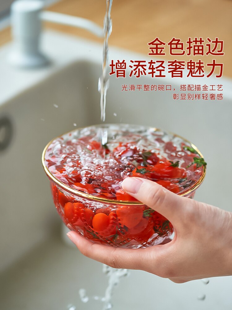 Glass Relief Oatmeal Bowl Transparent Breakfast Cereal Tableware Net Red Ins Style Small Bowl Sugar Water Exquisite