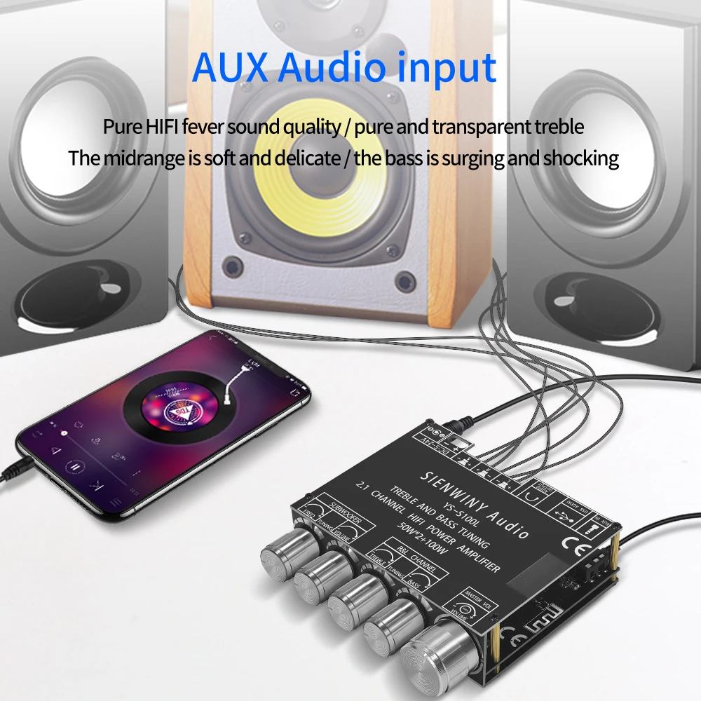 YS-S100L 50w * 2 100w 2,1 Subwoofer-Verstärker platine 3-Kanal cs8673e Bluetooth 5,1 DIY Heimat Audio- Stereo-Subwoofer-Verstärker Eber
