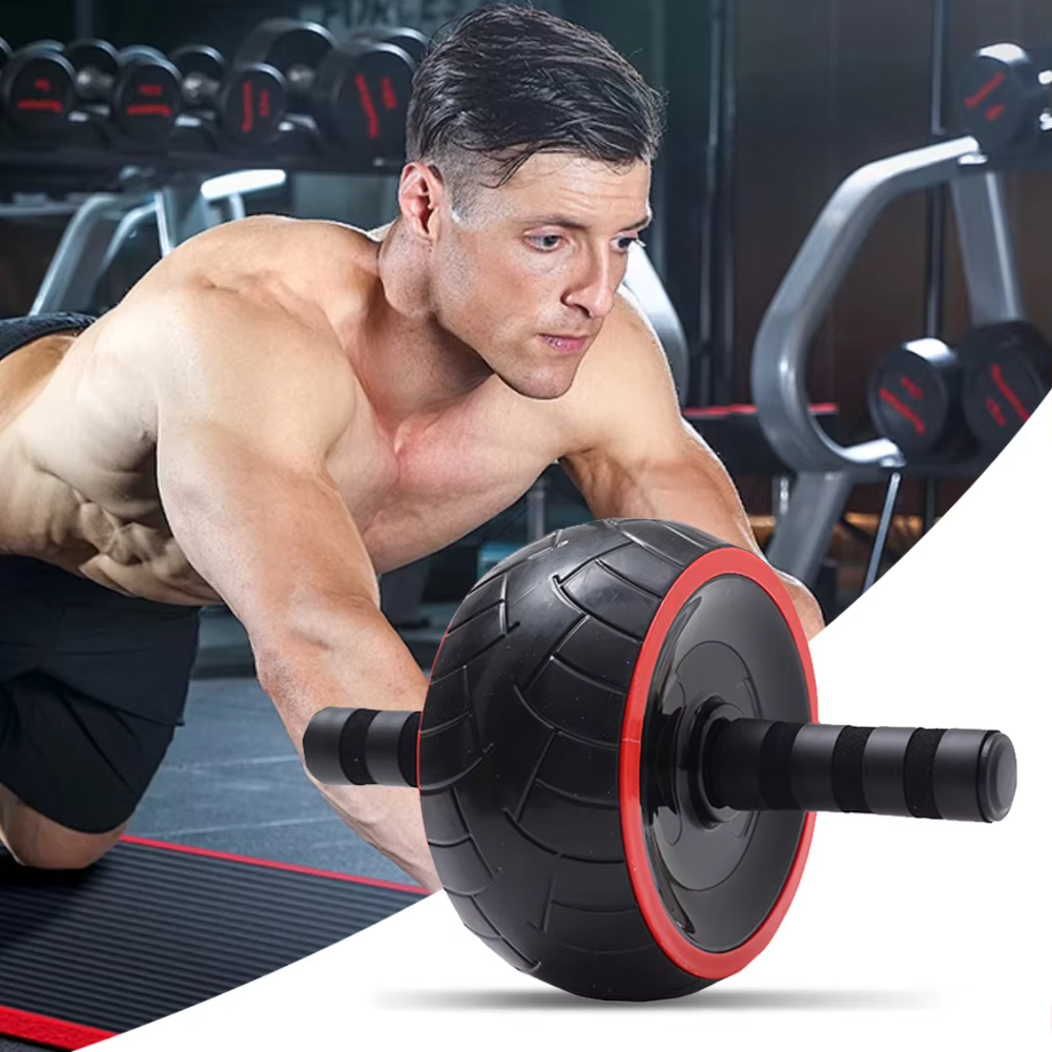 Roue abdominale à rouleau Ab, entraîneur de muscles abdominaux à roue unique, équipement d'entraînement Ab antidérapant, entraînement central