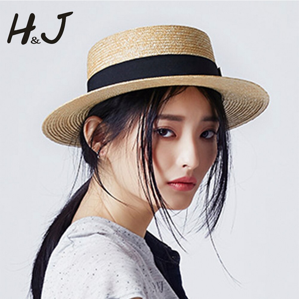 Sun Hat 100% Wheat Straw Summer Women Wide Brim Boater Beach Sun hat