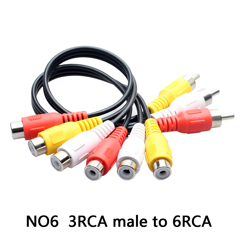 Cable de salida de Audio y vídeo, accesorio de 3,5mm a RCA, AV, AUX, 3RCA, Jack a, 6RCA, divisor, AV, TV, DVD, adaptador