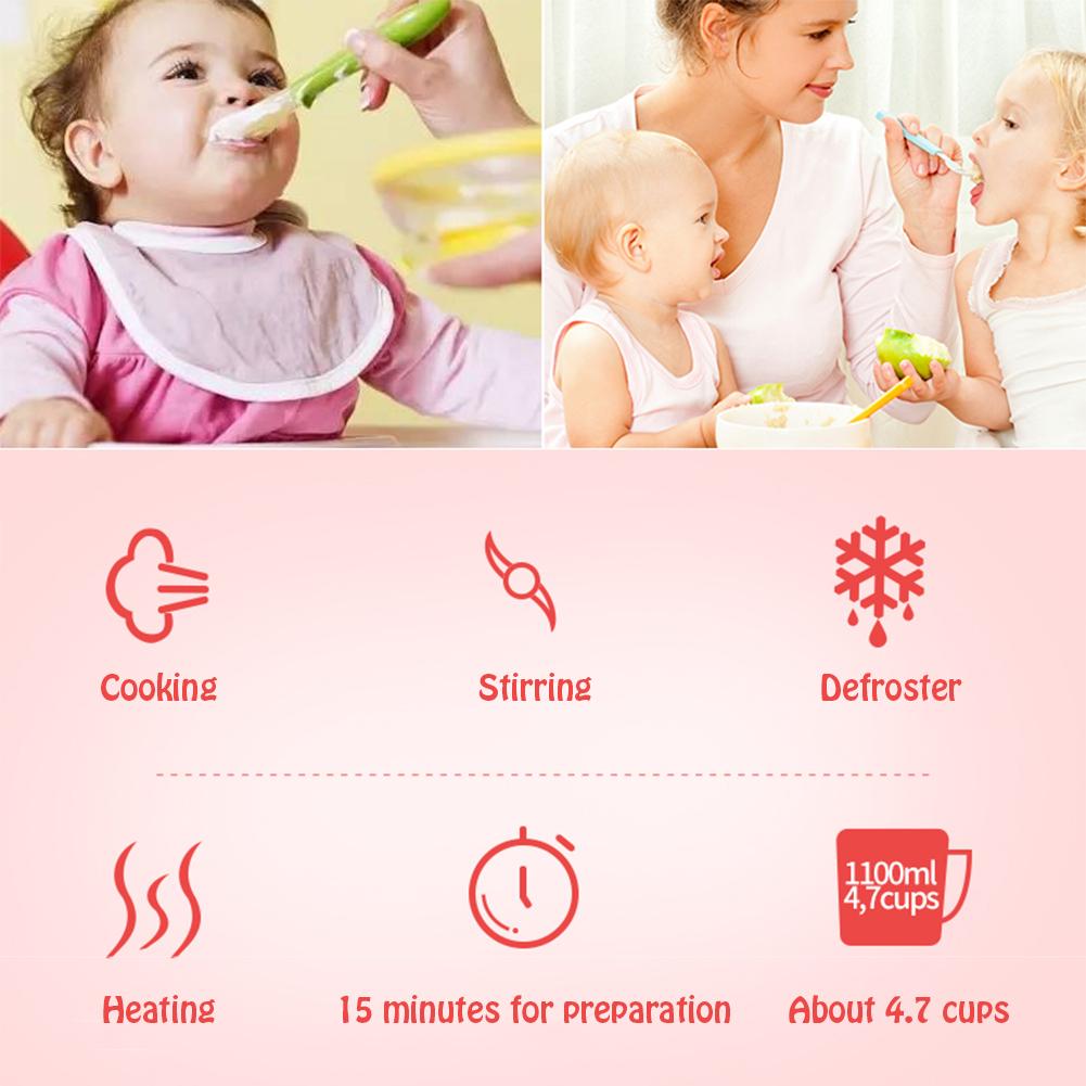 5-in-1 400W Baby Food Maker Processor With Steam Cooker Blender Defroster Heating Disinfection Multi-functional Food Processor