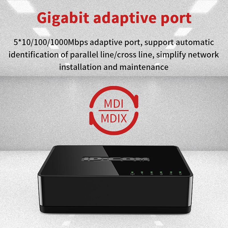 IP-COM G1005-S Mini 5 Port Gigabit Ethernet Switch RJ45 Ports 10/100/1000M Gigabit Ethernet Switch Auto MDI/MDIX Plug And Play