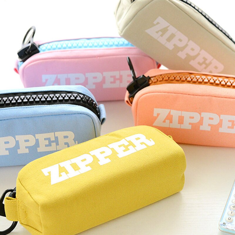 1 Pcs Kawaii Etui Colorfull Canvas Grote Rits Estuches School Potlood Doos Pencilcase Potlood Tas Schoolbenodigdheden Briefpapier