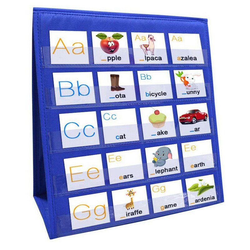 Desktop Pocket Chart Double-Sided and Self-Standing Mini Pocket Chart Stand for Individual or Small Group (43X 33cm)