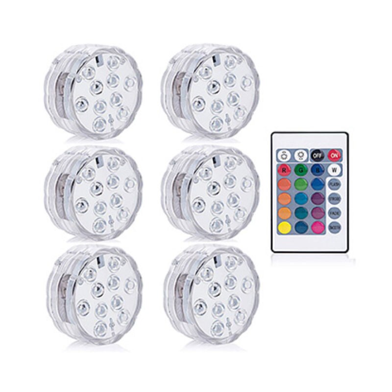 4/6/10 stk led undervandslys rgb dyklampe fjernbetjening udendørs  ip68 vandtætte havepool festlampe levende lys: 6 lampe 1 controller