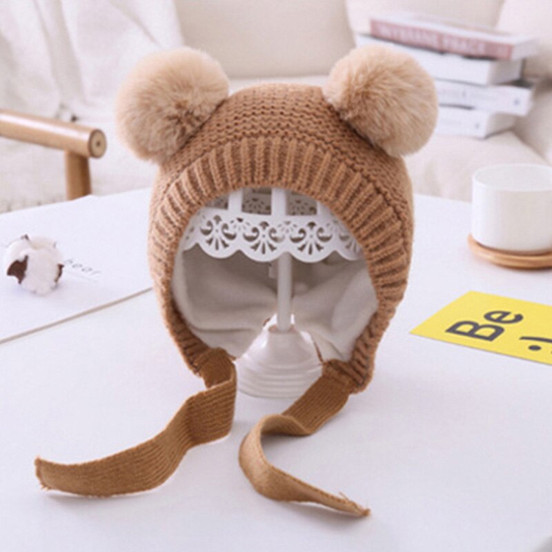 Sombrero liso para bebé, niña y niño, accesorios cálidos para invierno, sombrero de otoño, gorros con orejeras para niño de 2 a 5 años