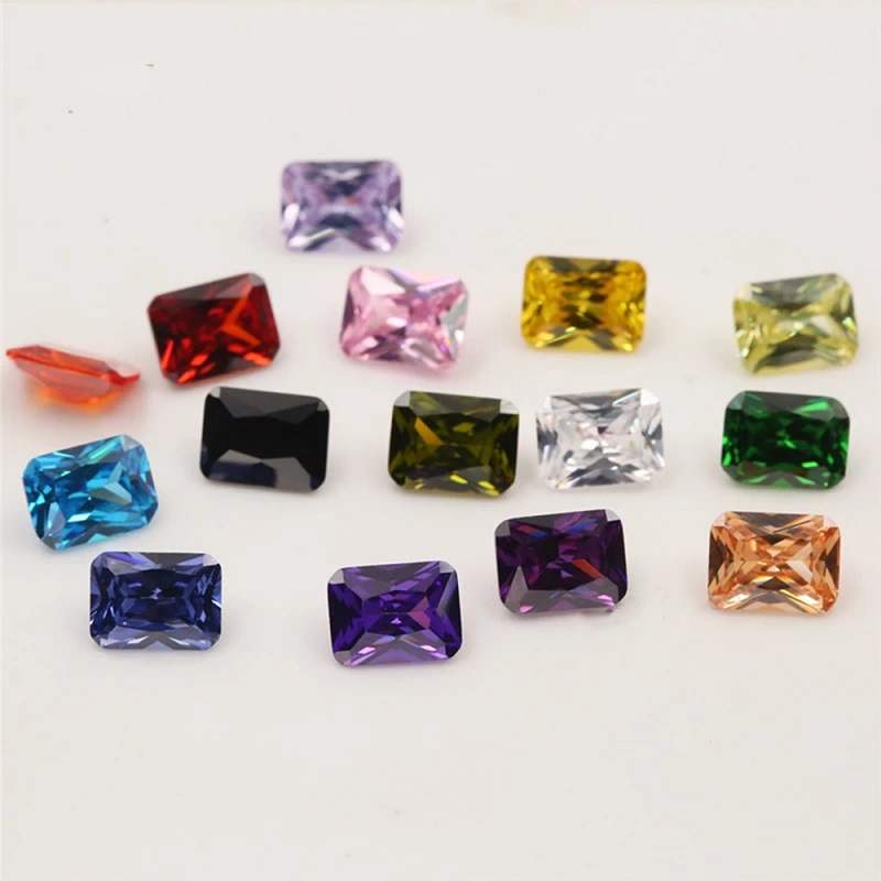 Mélanger 15 couleurs pierre de zircone cubique taille octangle pierres CZ en vrac pierre précieuse synthétique pour la fabrication de bijoux (taille 4x6mm-10x12mm)