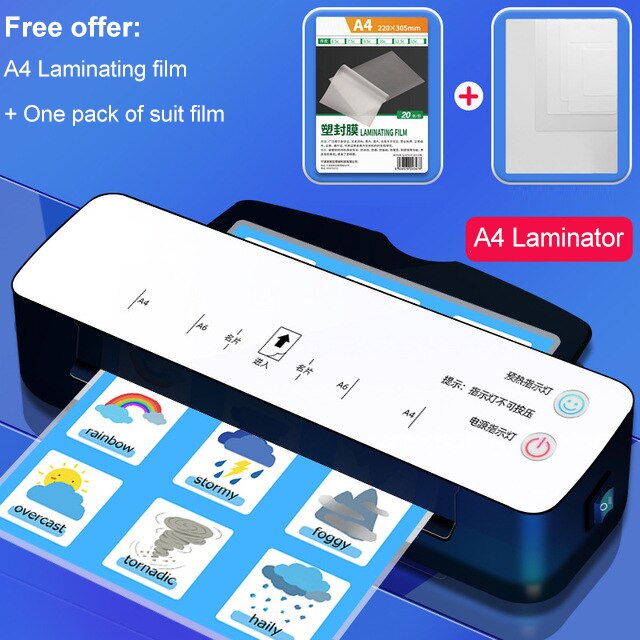 MINI Thermal Office and Cold Laminator Machine A4 Document Photo Blister Packaging Plastic Film Roll Laminator: Set 3