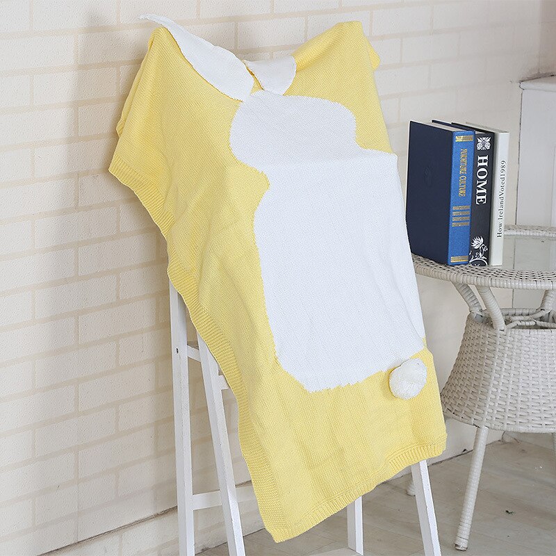 Mantas de bebé, manta de conejito de punto para recién nacido, de conejo, accesorios para ropa de cama para niños, accesorios para fotos de niñas, Toalla de baño de 105*75 cm: Amarillo