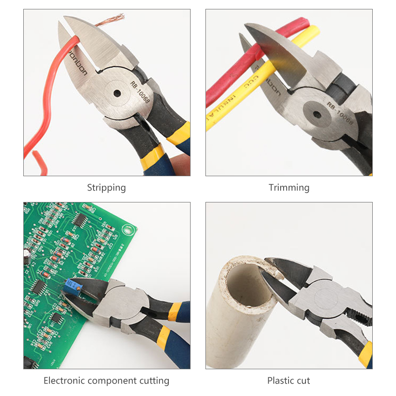 Alicates profesionales de electricista de 5/6 pulgadas, herramienta de pelado de cables, cortador lateral, pinzas para rebabas, herramientas manuales de reparación DIY