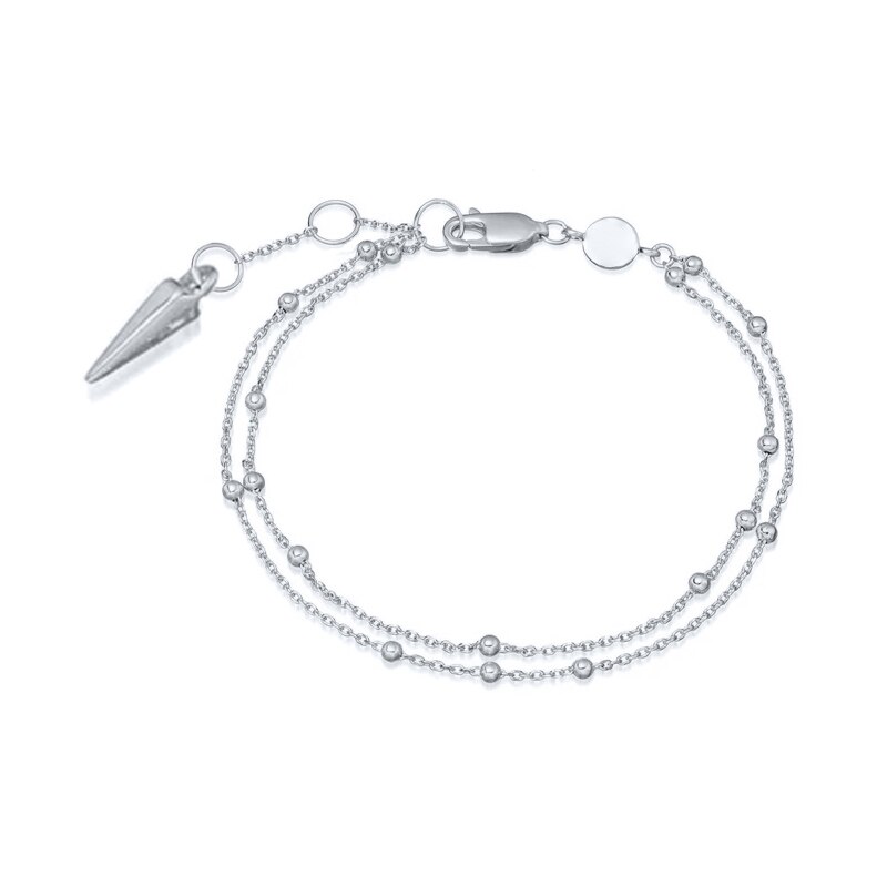 ROXI – Bracelet Double chaîne de petites perles pour filles, bijoux géométriques en or/argent Sterling 925: silver