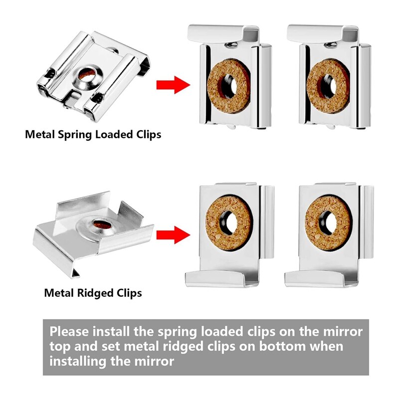12 Pieces Spring Loaded Mirror Hanger Clips Mirror Mounting Clips With Screws Tools