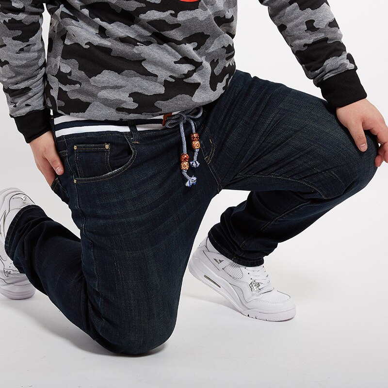 Jeans mænd elastisk talje plus størrelse fuld længde denimbukser meget store størrelse 36 to 48 jeans jakkesæt til mænd ripped jeans til mænd