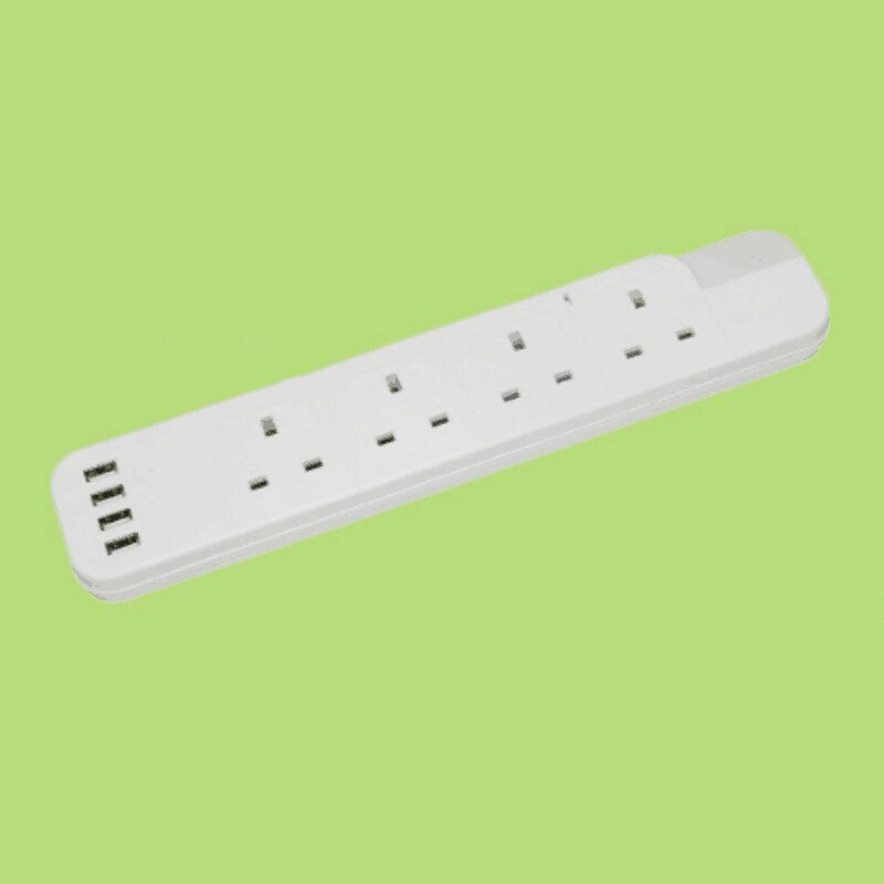 Power Board With 4 Sockets 4 USB Ports With 2M Cable Length Overload Protection Device For Home Office(UK Plug)