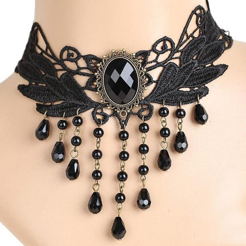 Rose Bloem Kralen Kwastje Mode Fluwelen Choker Voor Vrouwen Vintage Sexy Kant Ketting Meisje Hals Sieraden Accessoires: B
