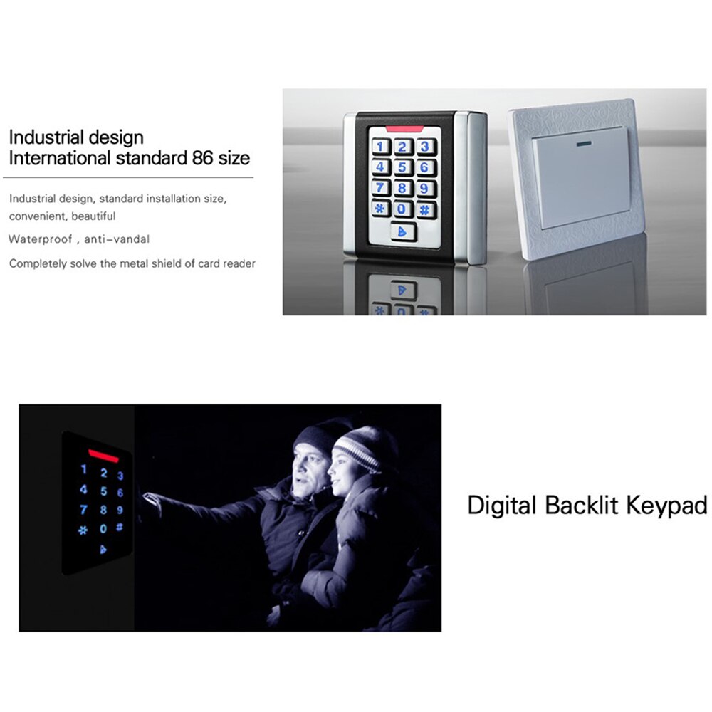2000 Users RFID Access Control System with Backlight Keypad Metal 125khz card reader Waterproof metal access control outdoor key