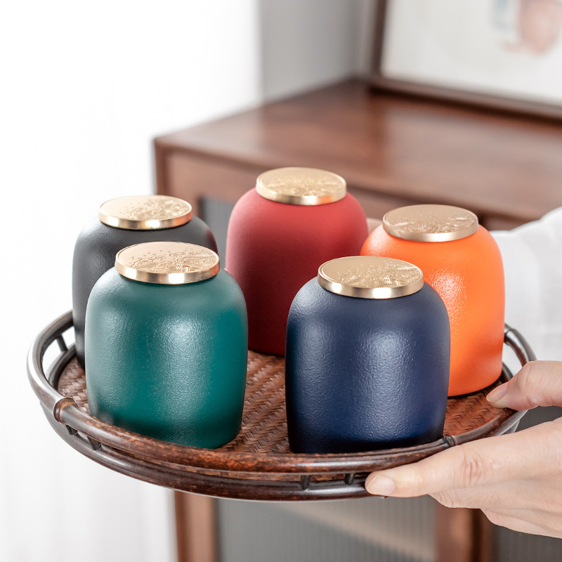 Rough Pottery Portable Tea Pot Kiln Change Sealed Pot Mini Tea Warehouse Household Storage Pot Tea Caddy Travel Tea Jar ZB63