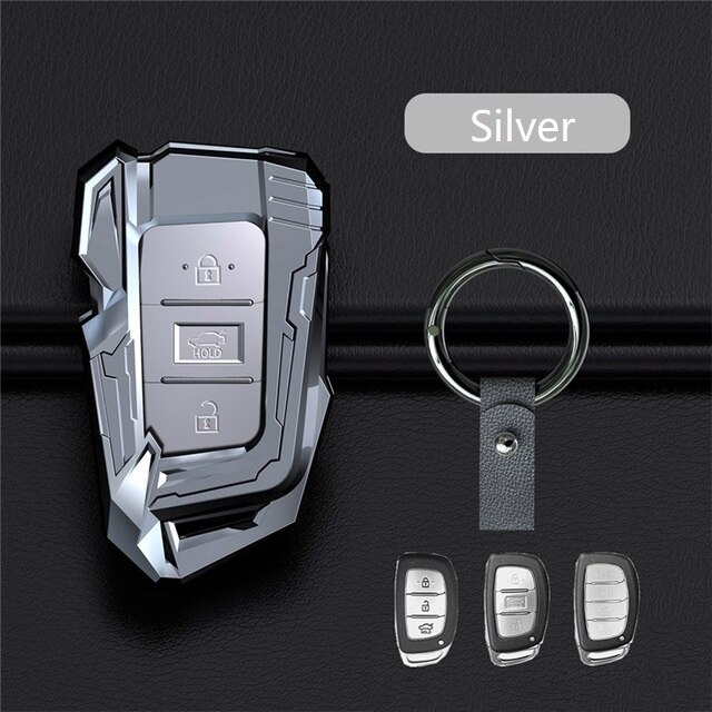 Zinc Alloy Car Remote Key Case Key cover For Hyundai i10 i20 i30 HB20 IX25 IX35 IX45 TUCSON Car Accessories: silver 01