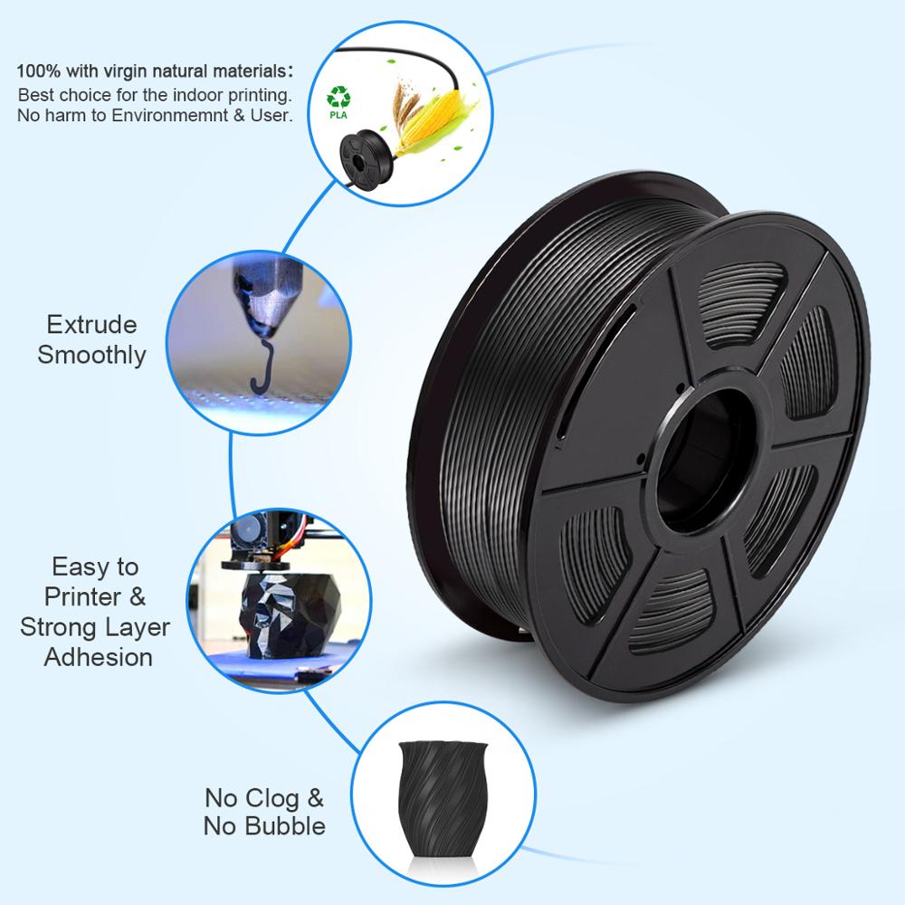SUNLU-filamento SPLA para impresora 3D, bobina de 1KG, Material de modelo para niños, no tóxico, ambiental, 1,75 MM, mismo filamento PLA