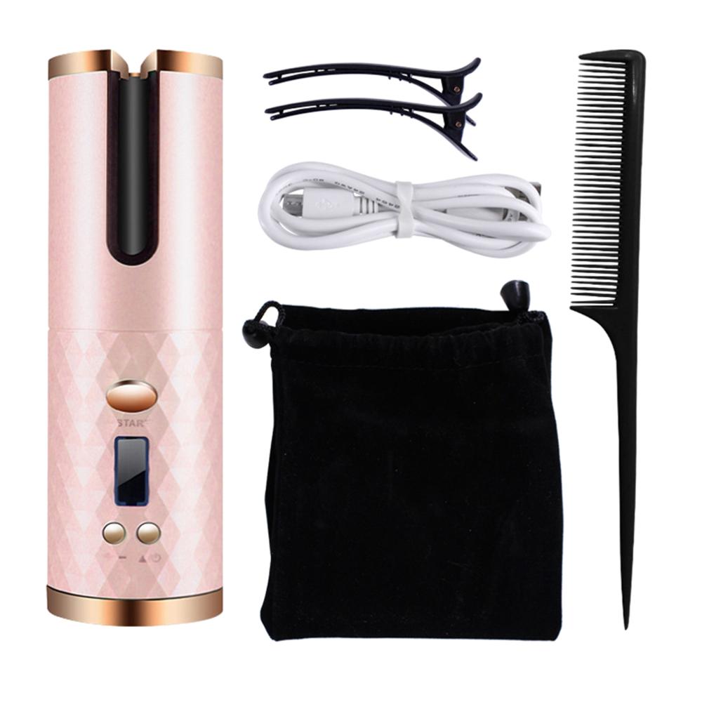 Auto Rotating Hair Curler Cordless Waver Curling Iron Tool Styler Adjustable Temperature Fast Heating Auto Rotating Hair Curler
