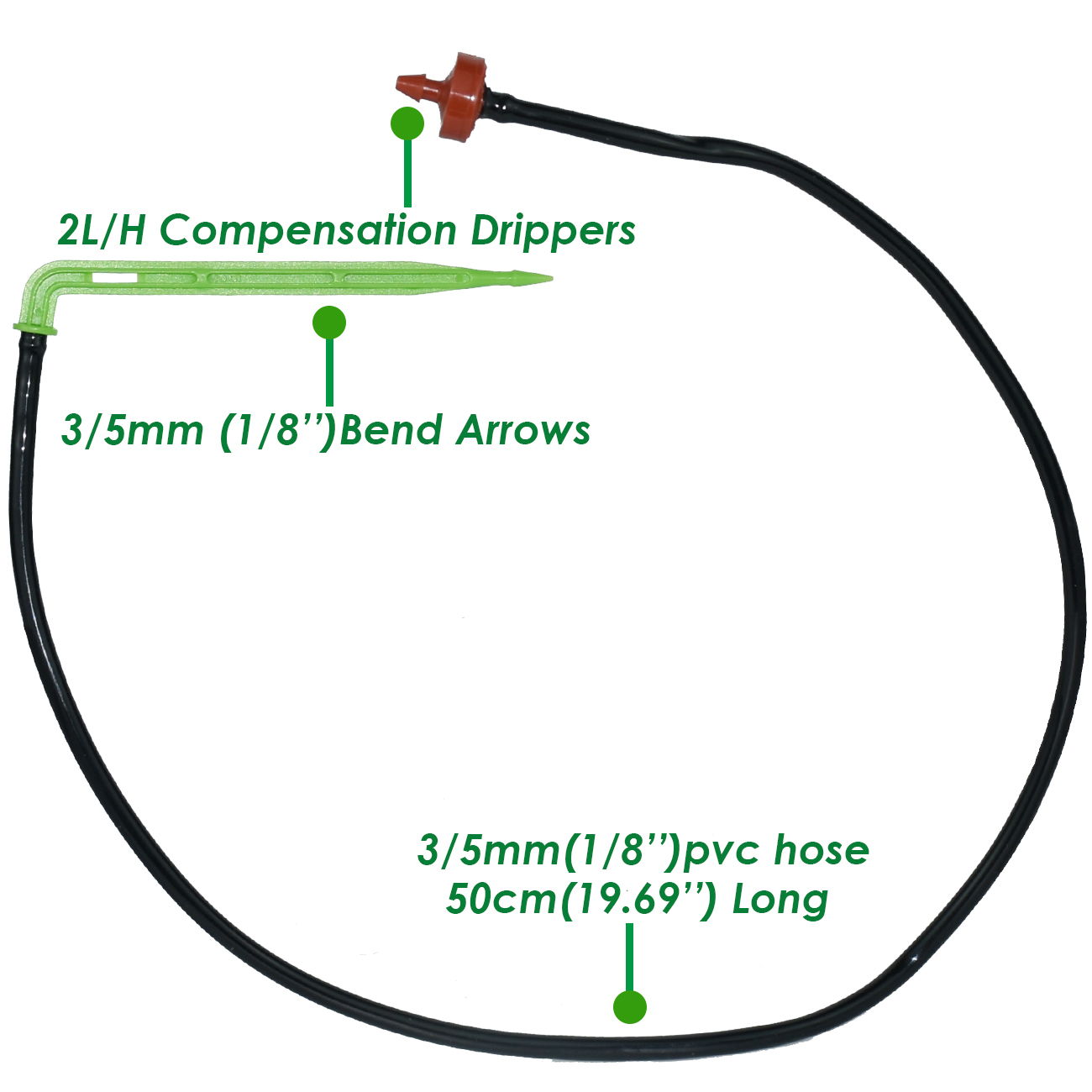 KESLA Tuin 2L/H Groene Bocht Pijl Druppelaars Druppelirrigatie Watering Systeem Kit 3/5mm Slang voor plantenpot Bonsai Gereedschap Kas