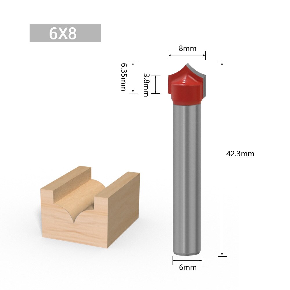 6mm Shank Router Bit CNC Tools Solid Carbide Round Nose Bits Round Point Cut Bit Shaker Cutter Tools For Wood Woodworking Tools: 6X8