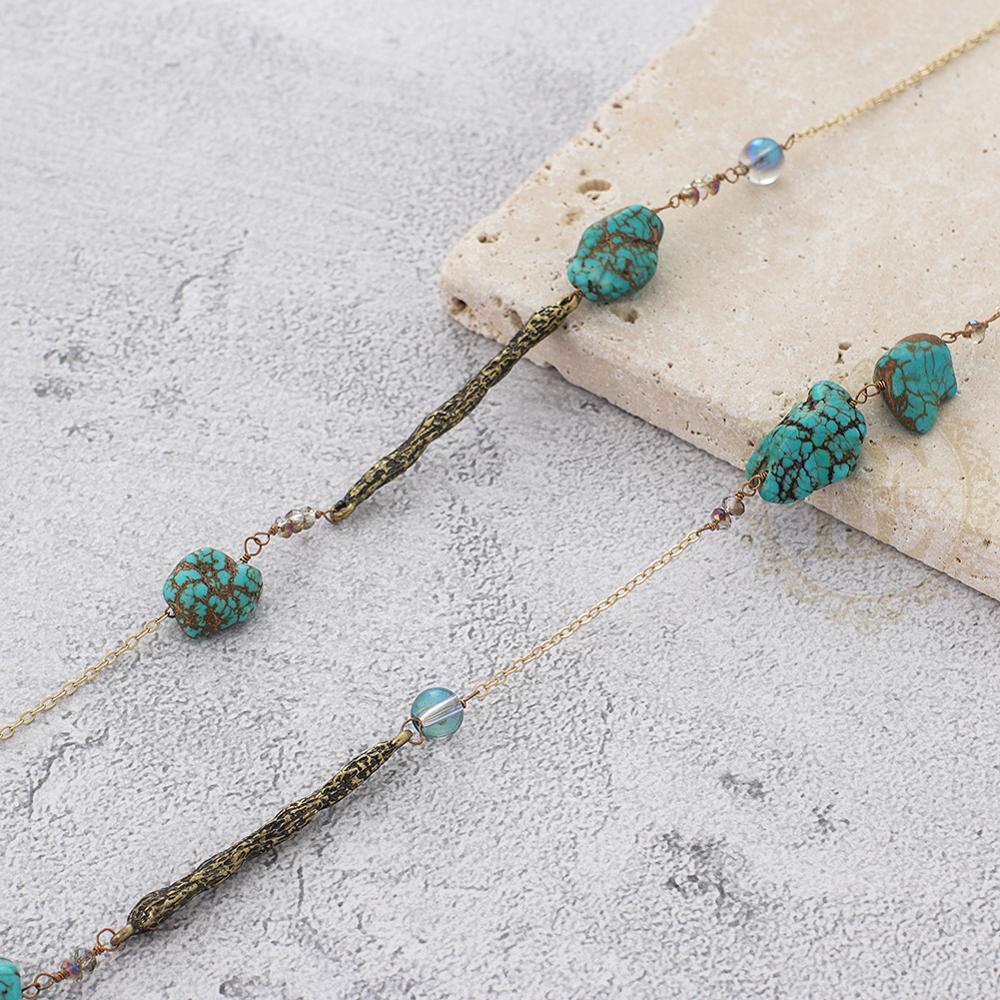 Een Mode Sieraden Halfedelstenen Synthetische Steen Hand Gekoppeld Lange Ketting-1200Mm (BE182)