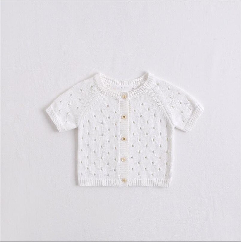 Weiche atmungsaktive Baby junge/mädchen jacke sommer kurzarm neugeborene Baby Mantel dünne strick outwear für freundlicher kleidung Spitzen mädchen: Weiß / 24M