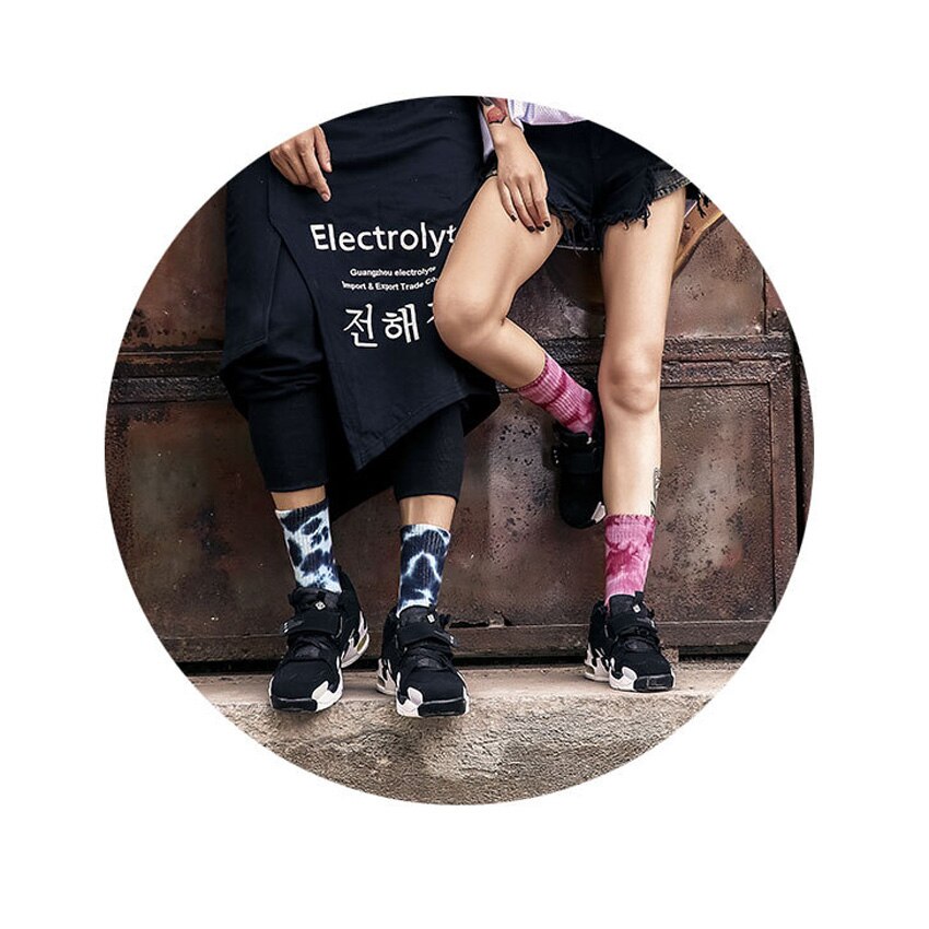 Unisex skarpety sportowe Tie Dye koszykówka skarpety piłkarskie oddychająca Streetwear Hip Hop deskorolka Casual skarpety skarpety rowerowe bawełna