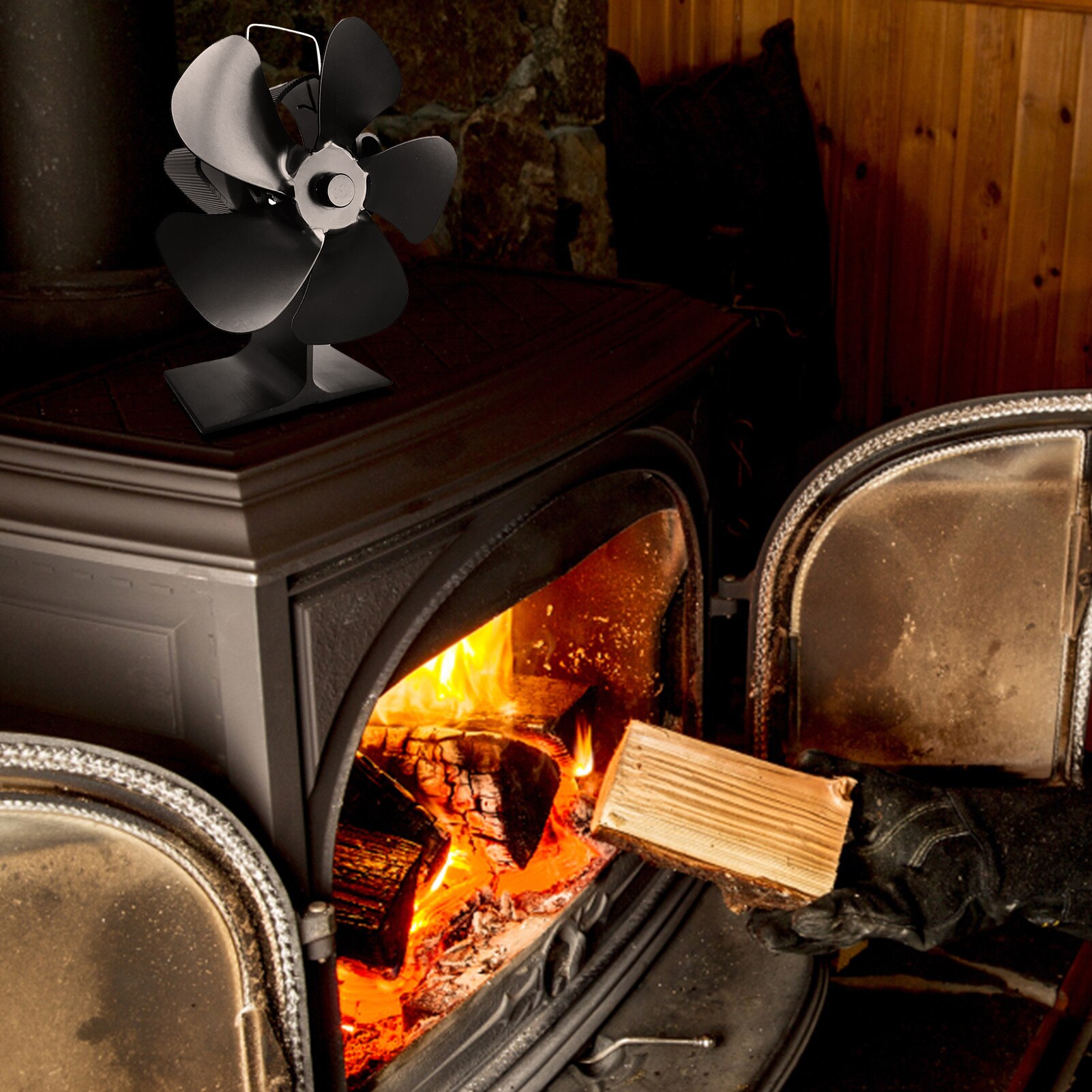 The Fireplace Fan 5 Blade Quiet Safe Heat Powered Stove Fan Eco Wood Stove Fan For Home Warm Winter SF104G