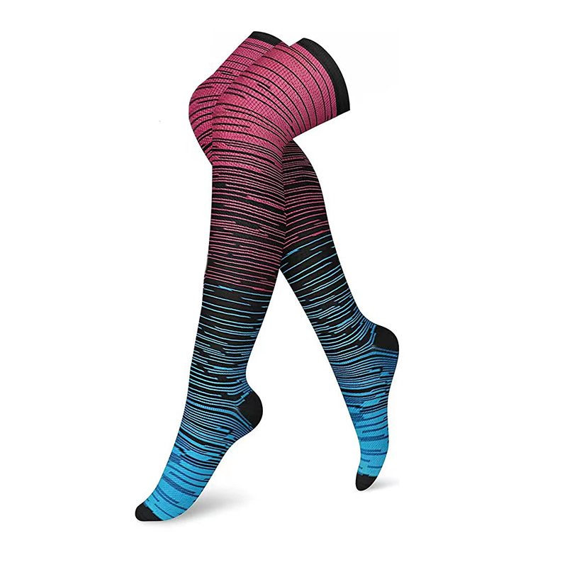 Brand Above The Knee Compression Stockings Men Women Thighs Socks Compress Elastic Sports Long Socks Running Gradient pressure: L / Red