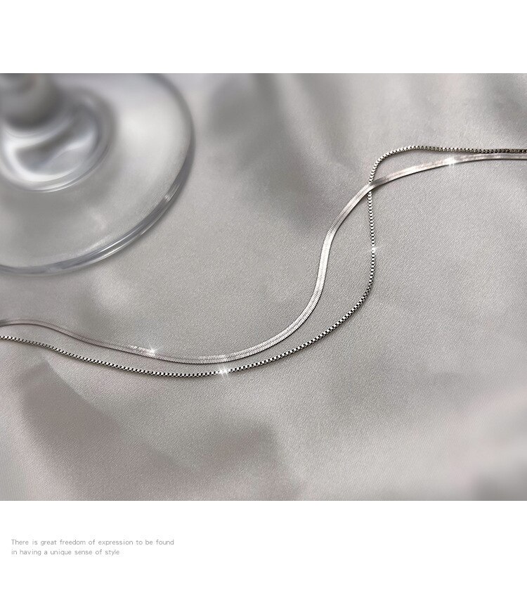 Reeti 925 Sterling Zilveren Dubbele Ketting Unisex Flat Snake Link Chain Karabijnsluiting Collares Voor Vrouwen Sieraden