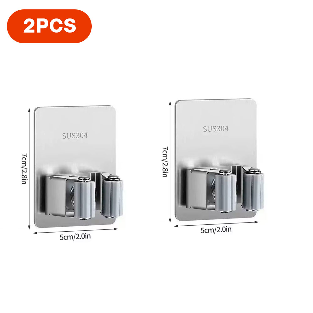 Ganchos multiusos adhesivos para colgar en la pared, estante para fregona, gancho para colgar escoba, organización del baño y la cocina, accesorios organizadores para el hogar ﻿: Gris claro