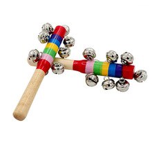 Musical shaker orff instrumenter stick shaker percussion 10 bells rainbow handbell sticks børne legetøj baby rammelaars håndvat