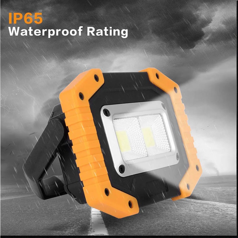 Foco LED COB portátil de 100W, Lámpara de trabajo ultra brillante, recargable por USB al aire libre para acampar, lámpara de emergencia 18650