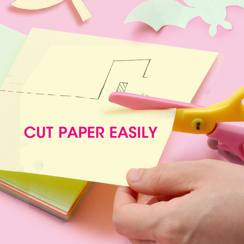M&G SAFE Plastic Kids Scissors Children Flower Cutting Mini Andstal Paper Scissor Folding Craft Scissor for School Supplies