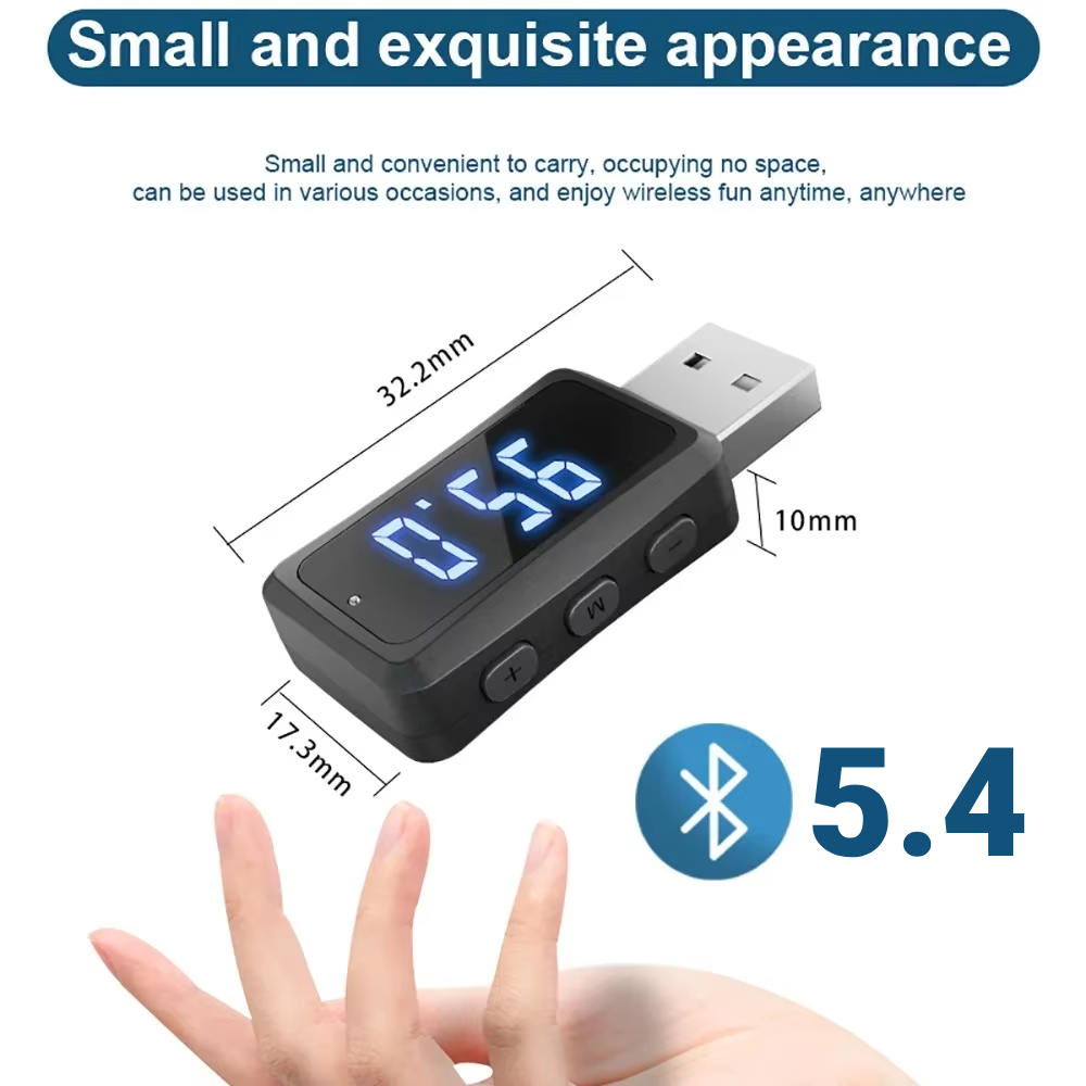 Car Bluetooth 5.4 FM Transmitter USB Wireless Audio Adapter With MIC Hands-Free Call Music For Car FM Radio USB Power Car Kit