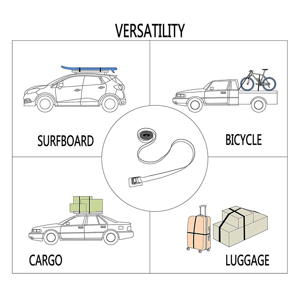1 Pair Tie Down Strap Padded Cam Lock Buckle Cargo Rack Belt For Kayak Surfboard And Motorcycle