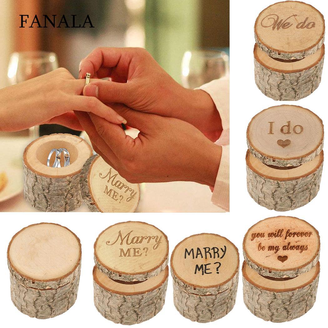 Wooden Engagement Ring Storage Box Wedding Jewelry As picture Accessory Holder