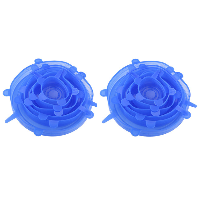 Funda de silicona para PC, tapas elásticas reutilizables para envolver comida hermética, mantener el bol sellado fresco, utensilios de cocina, 12 Uds.: 12xBlue