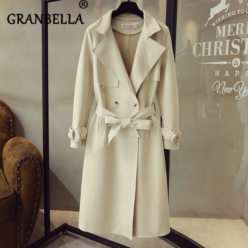 Dames trenchcoat van imitatiesuède, witte jassen met grote revers, bovenkleding, losse lange, slanke overjassen in grote maten