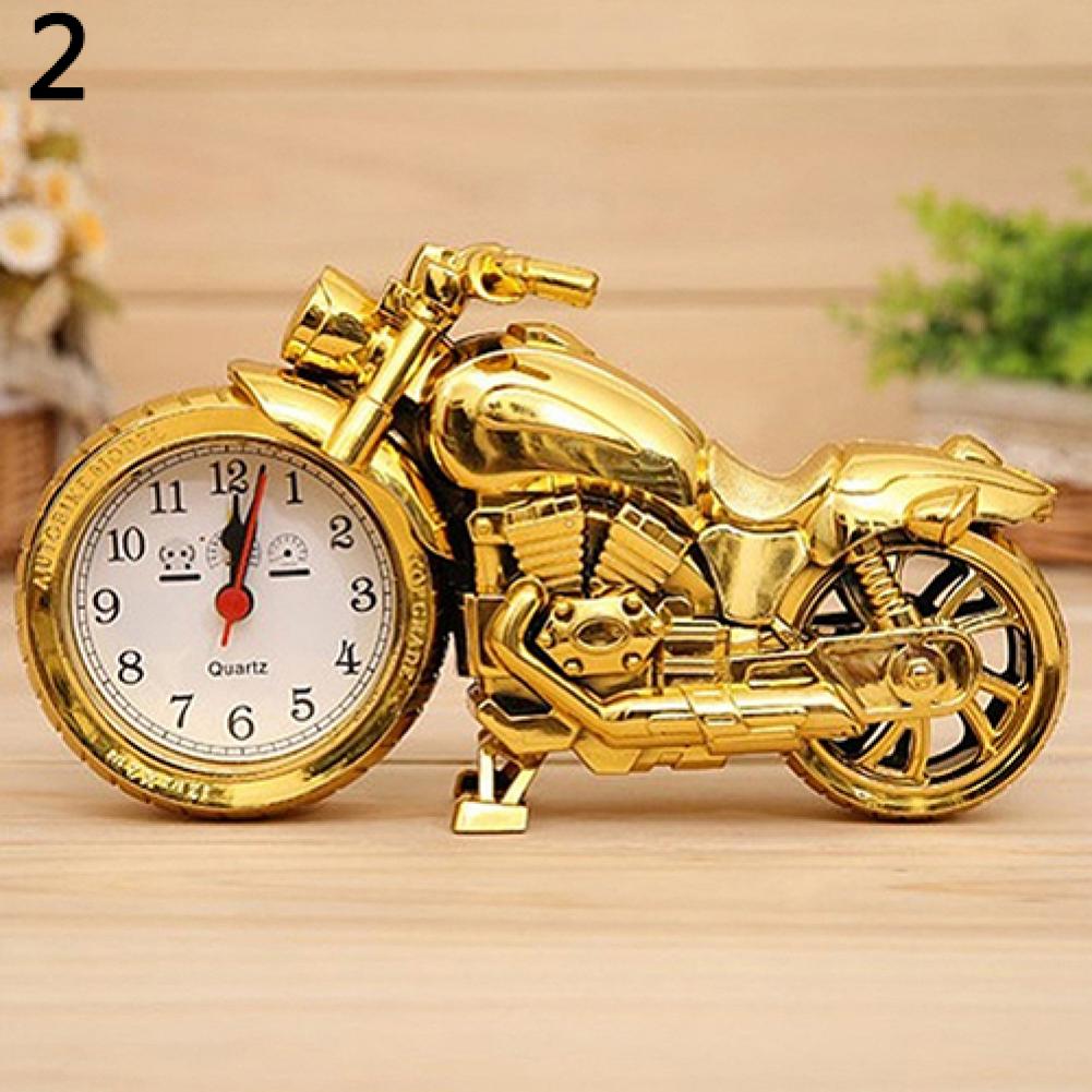 Retro Motorcycle Shape Quartz Clock Alarm Clock Time Keeper Desktop Home Bedroom Dormitory Decor Student Supplies