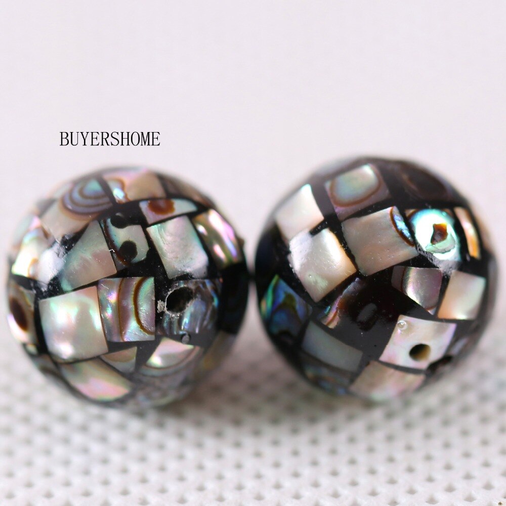 Ball 10MM 12MM 14MM 16MM 18MM 20MM Natural Blue Zealand Abalone Shell Loose Bead 2Pcs RK077-082