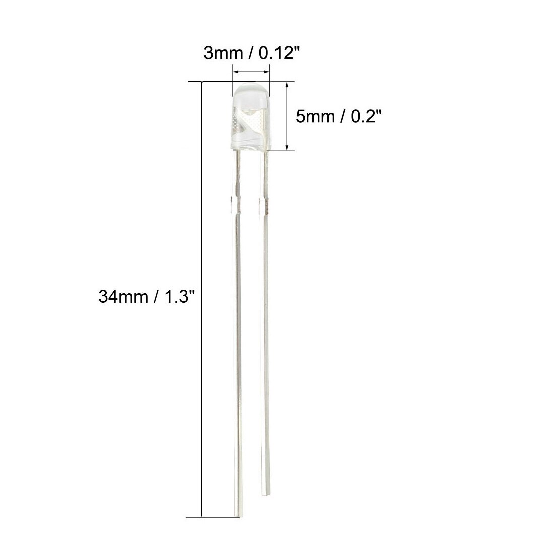 Uxcell fotosensible diodo fotodiodos sensible a la luz los sensores 3mm cabeza receptor de diodo 100 Uds claro