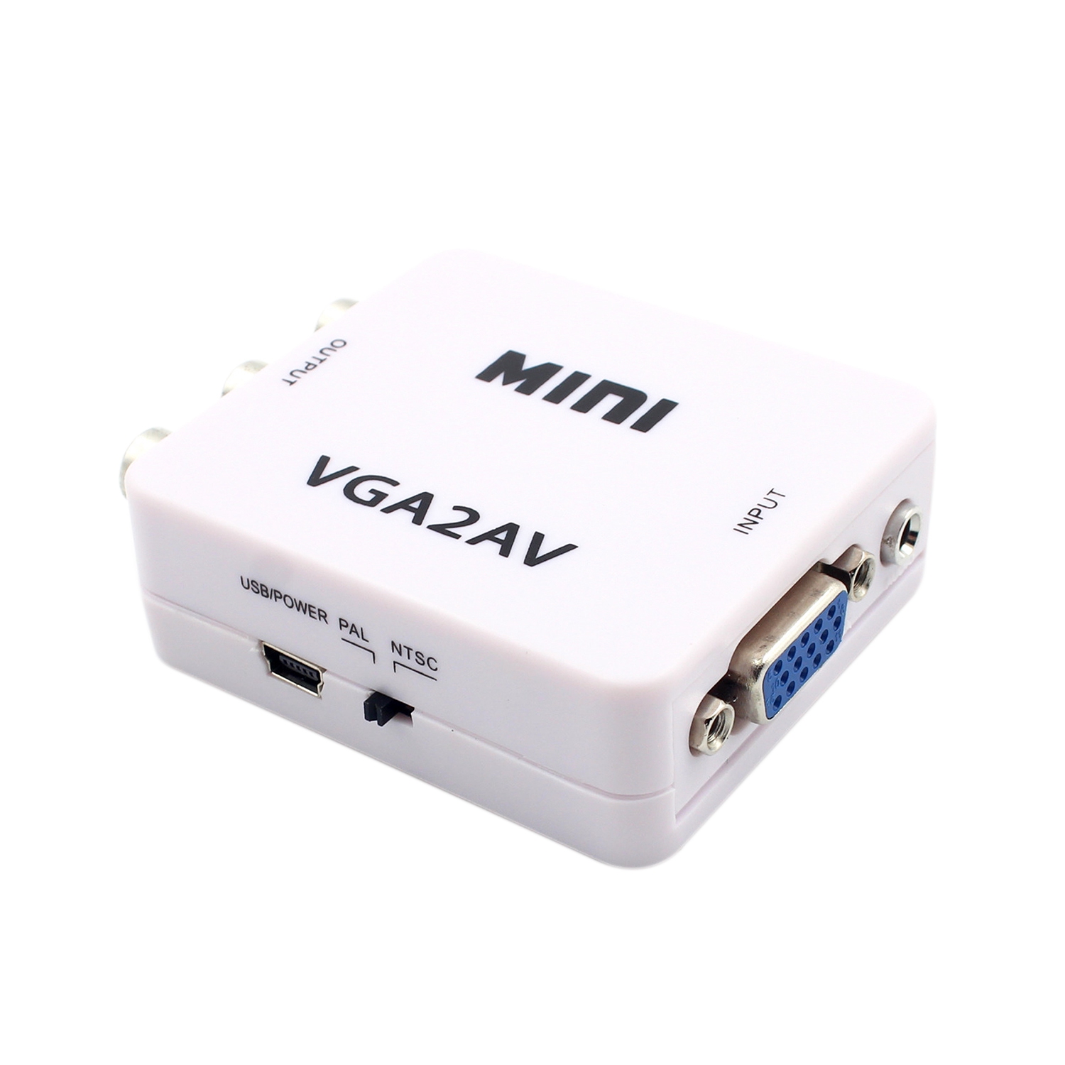 Top Deals 1080 p Mini VGA naar RCA AV Converter met 3.5mm VGA 2AV/CVBS Audio + Audio naar PC HDTV Converter
