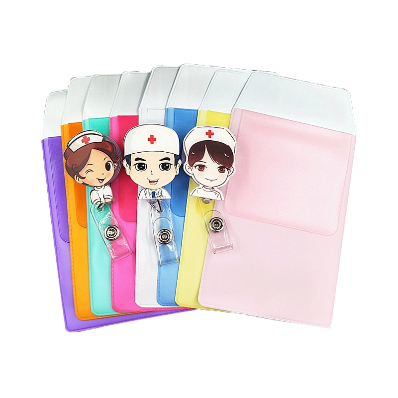 Leuke Cartoon Intrekbare Werk Naam Tags Id Badge Met Pvc Lekvrije Pen Pouch Kantoorbenodigdheden Artsen Verpleegkundigen